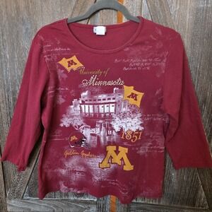 P. Michael Shirt Women's Size XL Minnesota Golden Gophers Rhinestones 3/4 Sleeve